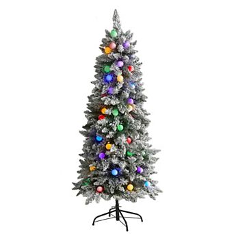 nearly natural 5-ft. Flocked British Columbia Mountain Fir 50-Light Artificial Christmas Tree