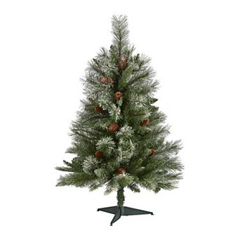 nearly natural 3-ft. Flocked French Alps Mountain Pine Artificial Christmas Tree