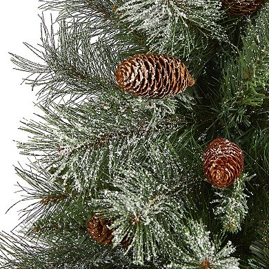 nearly natural 3-ft. Flocked French Alps Mountain Pine Artificial Christmas Tree