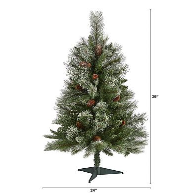 nearly natural 3-ft. Flocked French Alps Mountain Pine Artificial Christmas Tree