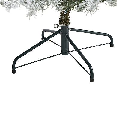 nearly natural 6.5-ft. Slim Flocked Nova Scotia Spruce 300-Light Artificial Christmas Tree