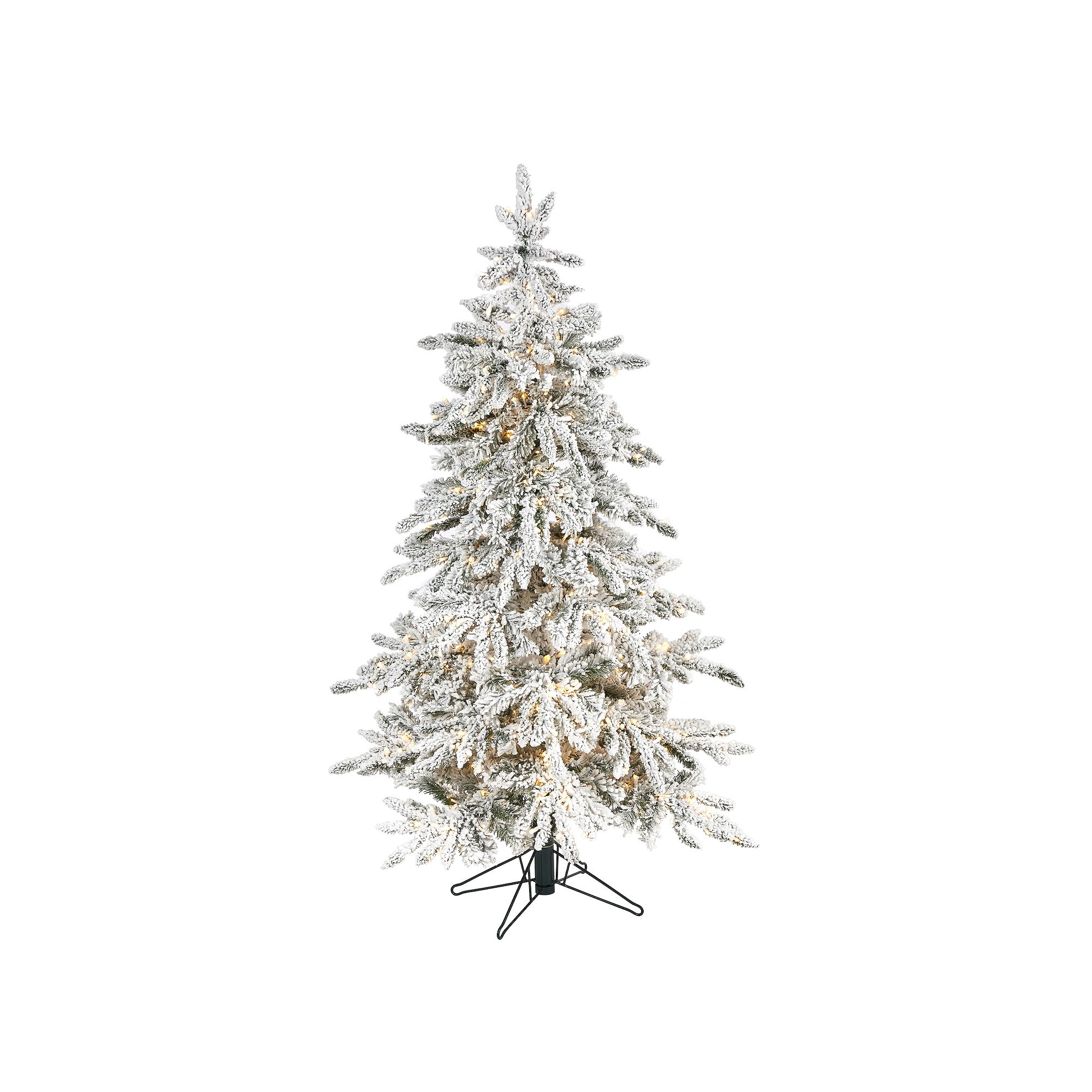 nearly natural 5-ft. Flocked Grand Northern Rocky Fir 650-Light Artificial 