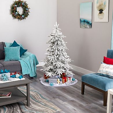 nearly natural 5-ft. Flocked Grand Northern Rocky Fir 650-Light Artificial Christmas Tree