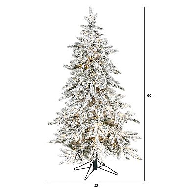 nearly natural 5-ft. Flocked Grand Northern Rocky Fir 650-Light Artificial Christmas Tree