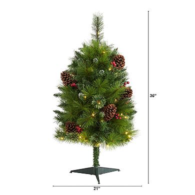 nearly natural 3-ft. Montana Mixed Pine 50-Light Artificial Christmas Tree