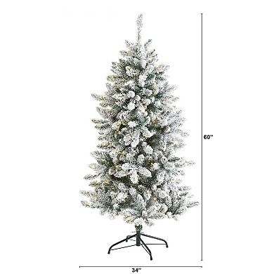 nearly natural 5-ft. Flocked Livingston Fir 200-Light Artificial Christmas Tree