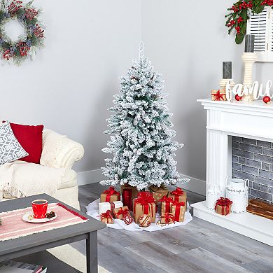 nearly natural 5-ft. Flocked Livingston Fir 200-Light Artificial Christmas Tree