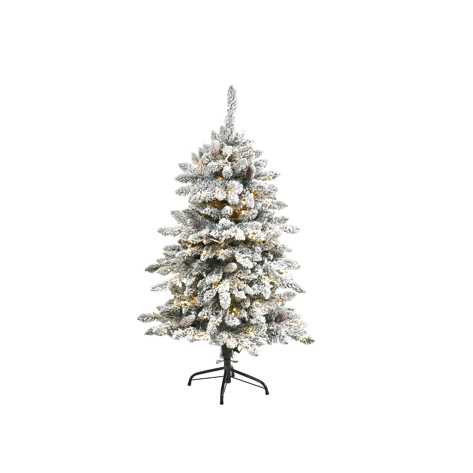 nearly natural 4-ft. Flocked Livingston Fir Pre-Lit Artificial Christmas Tr