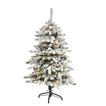nearly natural 4-ft. Flocked Livingston Fir Pre-Lit Artificial Christmas Tree - Indoor