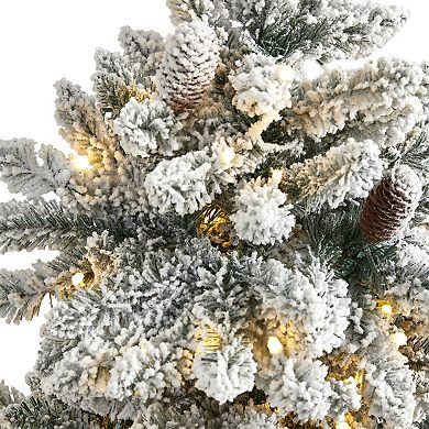nearly natural 4-ft. Flocked Livingston Fir Pre-Lit Artificial Christmas Tree - Indoor
