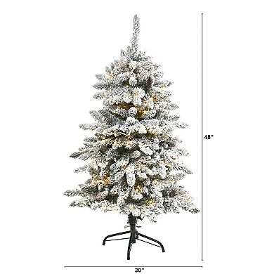 nearly natural 4-ft. Flocked Livingston Fir Pre-Lit Artificial Christmas Tree - Indoor