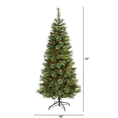 nearly natural 6-ft. White Mountain Pine Pre-Lit Artificial Christmas Tree - Indoor
