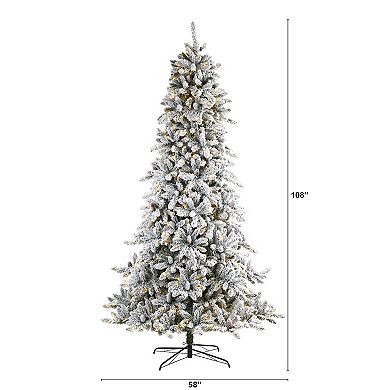 nearly natural 9-ft. Flocked Livingston Fir Pre-Lit Artificial Christmas Tree - Indoor