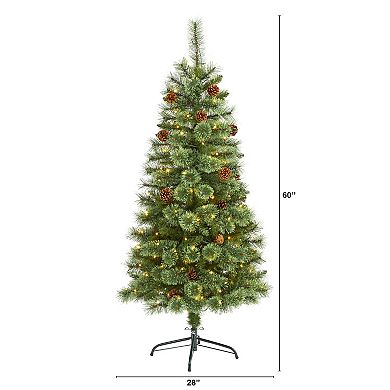 nearly natural 5-ft. White Mountain Pine Pre-Lit Artificial Christmas Tree - Indoor