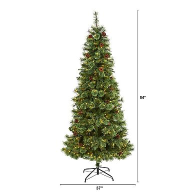 nearly natural 7-ft. White Mountain Pine Pre-Lit Artificial Christmas Tree - Indoor