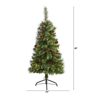 nearly natural 4-ft. White Mountain Pine Pre-Lit Artificial Christmas Tree - Indoor