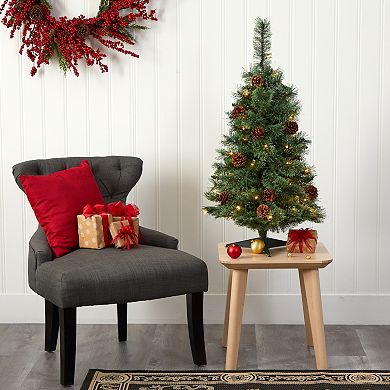 nearly natural 3-ft. White Mountain Pine Pre-Lit Artificial Christmas Tree - Indoor