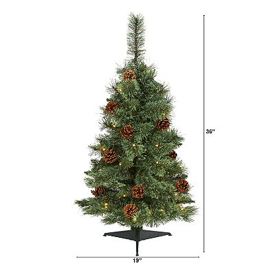 nearly natural 3-ft. White Mountain Pine Pre-Lit Artificial Christmas Tree - Indoor