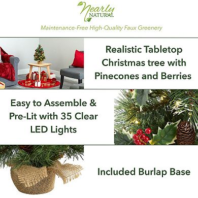 nearly natural 18-in. Mixed Pine Pre-Lit Artificial Christmas Tree - Indoor