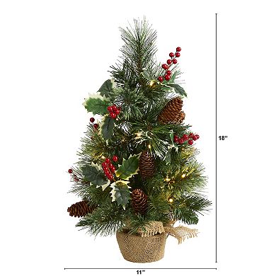 nearly natural 18-in. Mixed Pine Pre-Lit Artificial Christmas Tree - Indoor