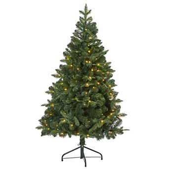 nearly natural 5-ft. Grand Teton Spruce Flat-Back Pre-Lit Artificial Christmas Tree - Indoor