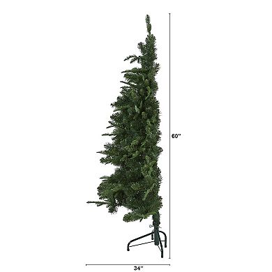 nearly natural 5-ft. Grand Teton Spruce Flat-Back Pre-Lit Artificial Christmas Tree - Indoor