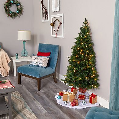 nearly natural 5-ft. Grand Teton Spruce Flat-Back Pre-Lit Artificial Christmas Tree - Indoor
