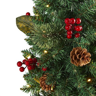 nearly natural 2-ft. Pine, Pinecone & Berries Pre-Lit Artificial Christmas Tree - Indoor