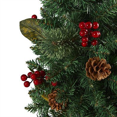 nearly natural 2-ft. Pine, Pinecone & Berries Pre-Lit Artificial Christmas Tree - Indoor
