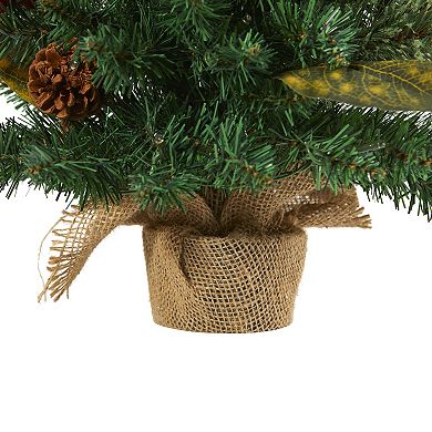 nearly natural 2-ft. Pine, Pinecone & Berries Pre-Lit Artificial Christmas Tree - Indoor