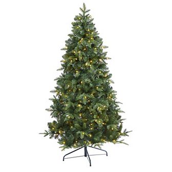 nearly natural 6-ft. Grand Teton Spruce Flat-Back Pre-Lit Artificial Christmas Tree - Indoor