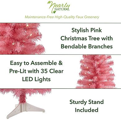 nearly natural 2-ft. Pink Pre-Lit Artificial Christmas Tree - Indoor