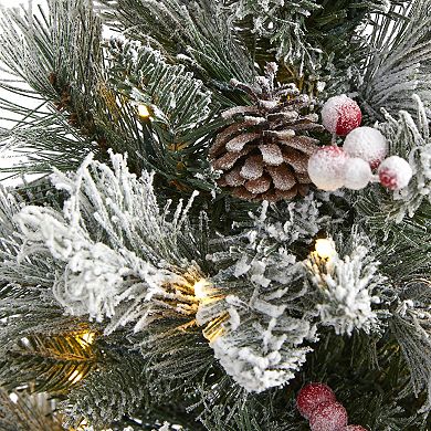 nearly natural 2-ft. Flocked Pre-Lit Artificial Christmas Tree - Indoor