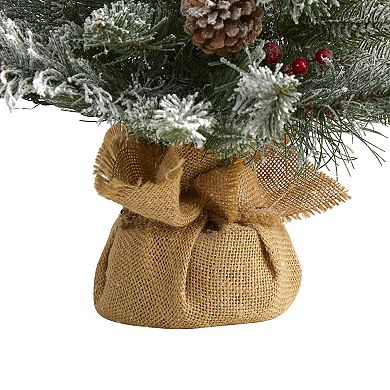 nearly natural 2-ft. Flocked Pre-Lit Artificial Christmas Tree - Indoor