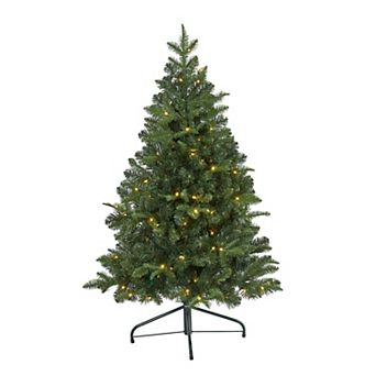 nearly natural 4-ft. Grand Teton Spruce Flat-Back Pre-Lit Artificial Christmas Tree - Indoor