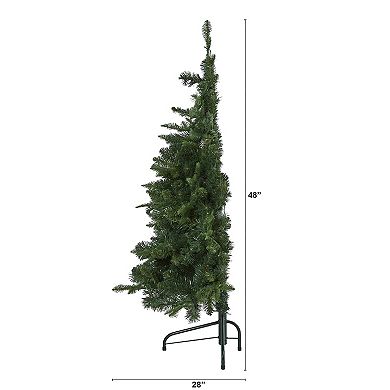 nearly natural 4-ft. Grand Teton Spruce Flat-Back Pre-Lit Artificial Christmas Tree - Indoor