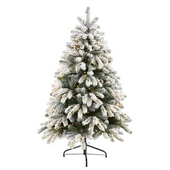 nearly natural 5-ft. Flocked South Carolina Spruce Pre-Lit Artificial Christmas Tree - Indoor