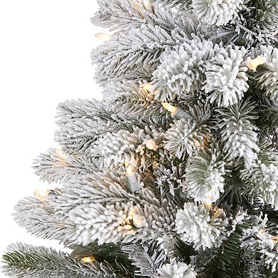 nearly natural 5-ft. Flocked South Carolina Spruce Pre-Lit Artificial Christmas Tree - Indoor