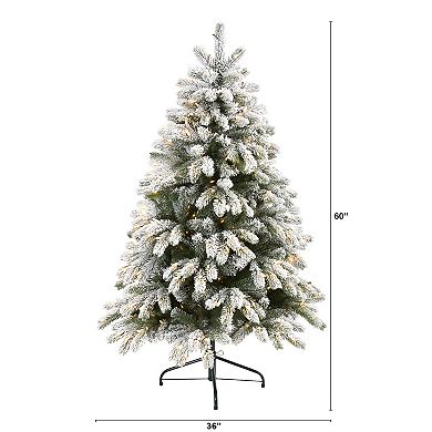nearly natural 5-ft. Flocked South Carolina Spruce Pre-Lit Artificial Christmas Tree - Indoor