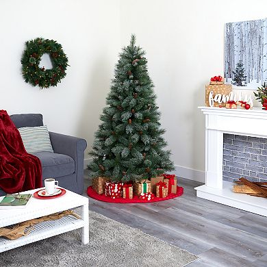 nearly natural 6-ft. Snowed French Alps Mountain Pine Pre-Lit Artificial Christmas Tree - Indoor