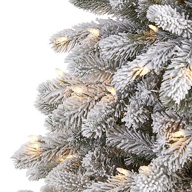 nearly natural 6-ft. Flocked South Carolina Spruce Pre-Lit Artificial Christmas Tree - Indoor