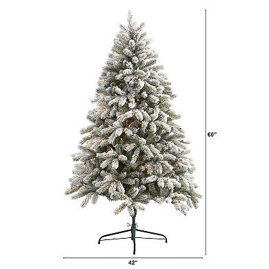 nearly natural 6-ft. Flocked South Carolina Spruce Pre-Lit Artificial Christmas Tree - Indoor