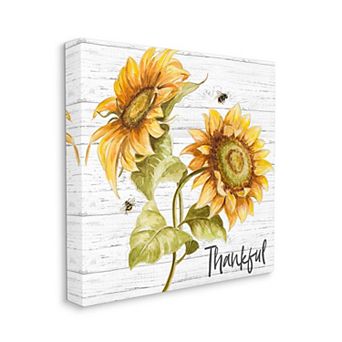 Stupell Home Decor Thankful Sunflower Canvas Wall Art
