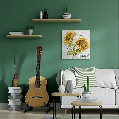 Stupell Home Decor Thankful Sunflower Canvas Wall Art