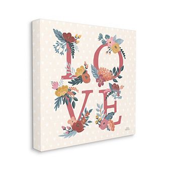 Stupell Home Decor Love Floral Heart Canvas Wall Art
