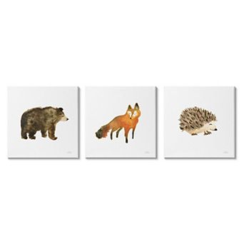 Stupell Home Decor Whimsical Forest Canvas Wall Art 3 pc Set