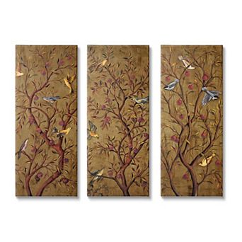 Stupell Home Decor Regal Plum Tree Birds Canvas Wall Art 3 pc Set