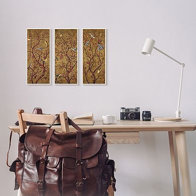 Stupell Home Decor Regal Plum Tree Birds Canvas Wall Art 3-piece Set