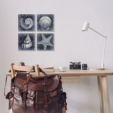 Stupell Home Decor Nautical Distressed Seashells Canvas Wall Art 4-piece Set