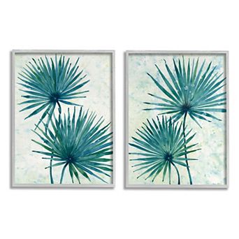Stupell Home Decor 2 pc Abstract Palm Fans Framed Wall Art Set - Gray Frame